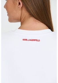 Karl Lagerfeld - KARL LAGERFELD Biała damska bluza ikonik lny, Rozmiar S. Kolor: biały. Materiał: len. Wzór: haft #4