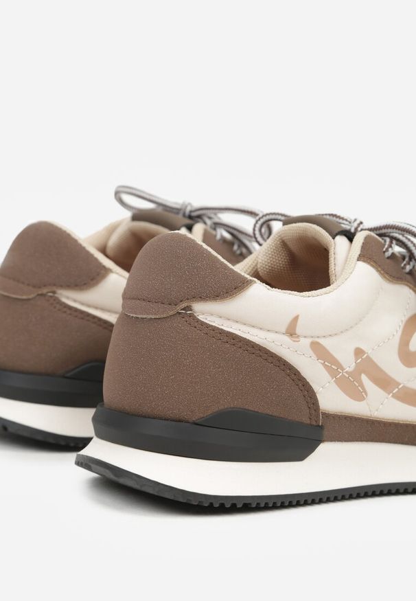 Born2be - Brązowe Sneakersy z Geometrycznym Wzorem Prisnore. Okazja: na co dzień. Kolor: brązowy. Materiał: jeans. Wzór: geometria