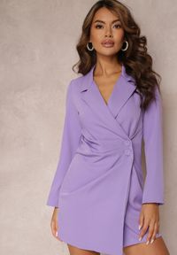 Renee - Fioletowa Sukienka Semiche. Kolor: fioletowy. Materiał: lakier. Typ sukienki: kopertowe, proste. Styl: elegancki, wizytowy. Długość: mini #3