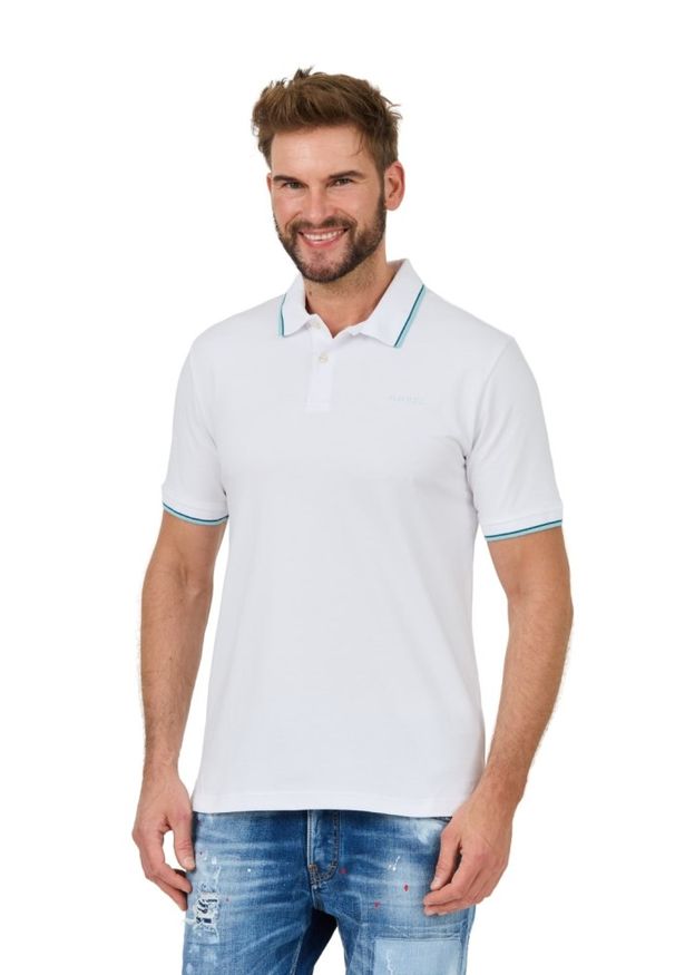 Guess - GUESS Białe polo męskie Lyle, Rozmiar XL. Typ kołnierza: polo. Kolor: biały