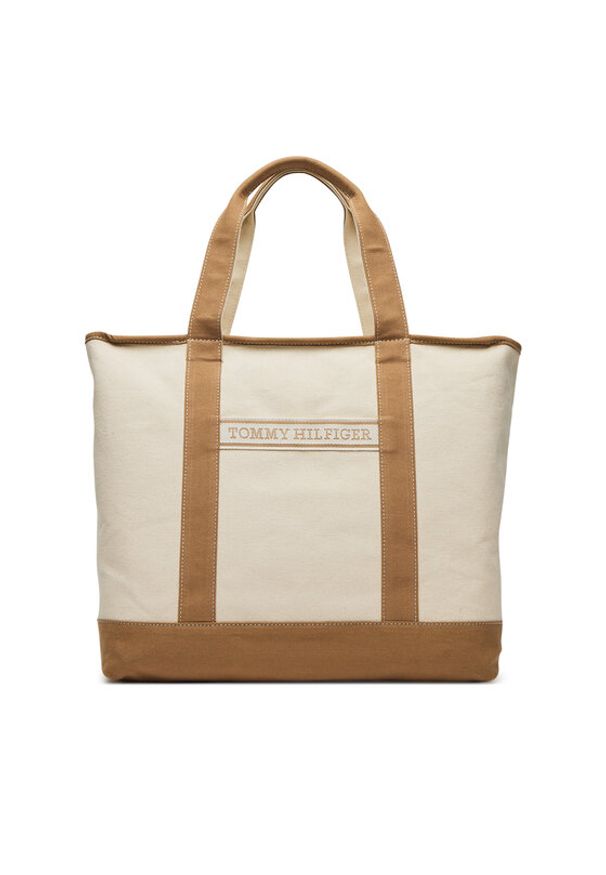 TOMMY HILFIGER - Tommy Hilfiger Torebka Th Summer Canvas Tote AW0AW17421 Beżowy. Kolor: beżowy