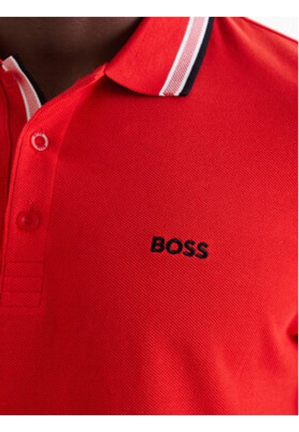 BOSS Polo Paddy 50469055 Czerwony Regular Fit. Typ kołnierza: polo. Kolor: czerwony. Materiał: bawełna