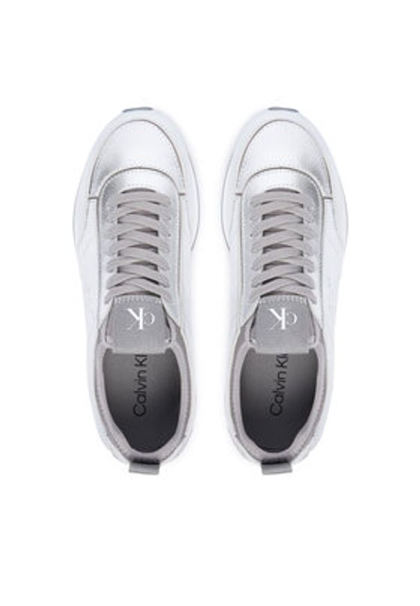 Calvin Klein Sneakersy Retro Runner Metallic HW0HW03287 Srebrny. Kolor: srebrny. Materiał: skóra