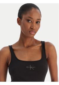 Calvin Klein Jeans Top Monologo Scoop Nk Rib LV047A804G Czarny Slim Fit. Kolor: czarny. Materiał: bawełna #3
