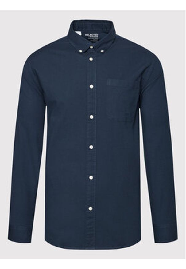 Selected Homme Koszula Rick 16077359 Granatowy Regular Fit. Kolor: niebieski. Materiał: bawełna