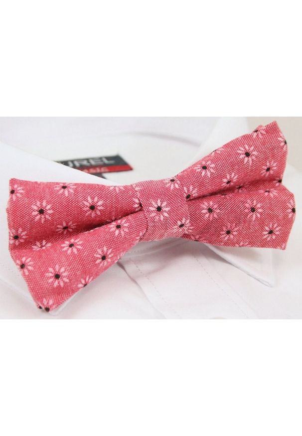 Alties - Malinowa Mucha Męska -ALTIES- z Białą Poszetką, w Kwiaty, Motyw Florystyczny, Matowa. Kolor: czerwony. Wzór: kwiaty. Styl: sportowy, elegancki