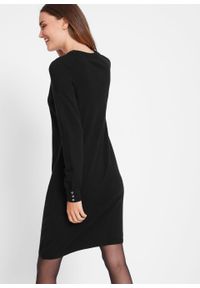 Sukienka dzianinowa z guzikami bonprix czarny. Kolor: czarny. Materiał: dzianina #5