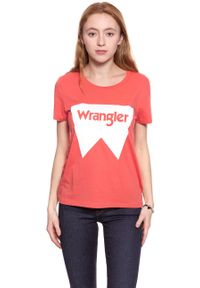 Wrangler - WRANGLER T SHIRT DAMSKI FESTIVAL TEE SPICED CORAL W7016EV6Y. Wzór: nadruk #5