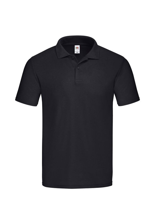 FRUIT OF THE LOOM - Męska Oryginalna Koszulka Polo. Typ kołnierza: polo. Kolor: czarny