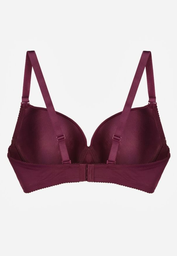 Renee - Ciemnofioletowy Biustonosz o Gładkim Wykończeniu z Kokardką Phiphise. Kolor: fioletowy. Wzór: gładki