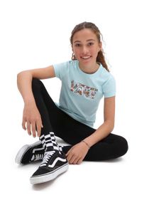 Vans t-shirt bawełniany dziecięcy ELEVATED FLORAL FILL MI BLUE GLOW kolor niebieski. Kolor: niebieski. Materiał: bawełna. Długość rękawa: krótki rękaw. Długość: krótkie. Wzór: nadruk #4