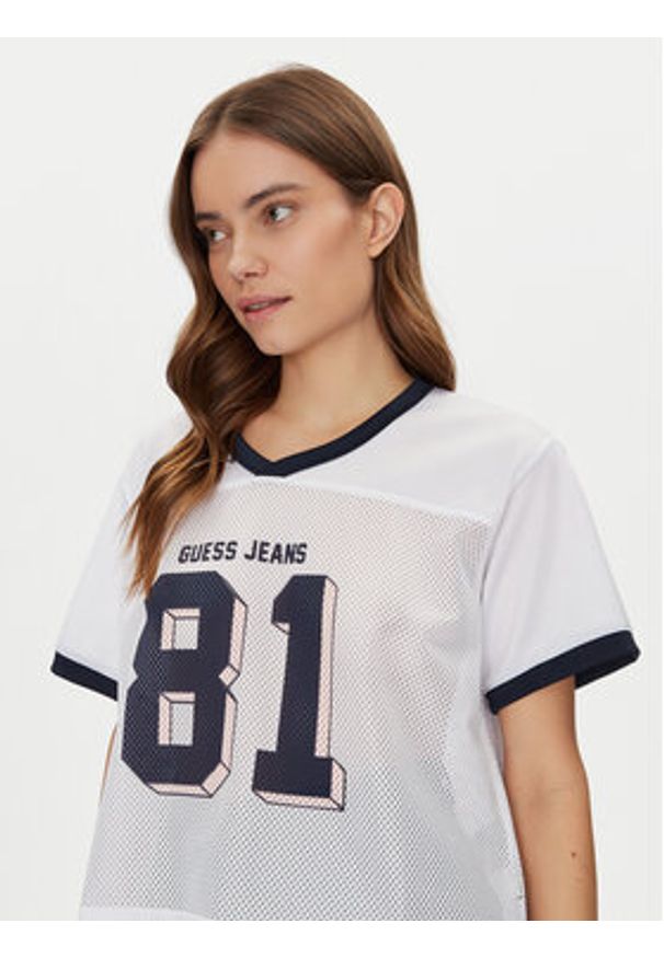 Guess Jeans T-Shirt W5GI59 KCTE2 Biały Regular Fit. Kolor: biały. Materiał: syntetyk