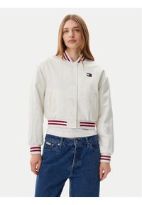 Tommy Jeans Kurtka bomber Satin Coach DW0DW20229 Biały Regular Fit. Kolor: biały. Materiał: syntetyk