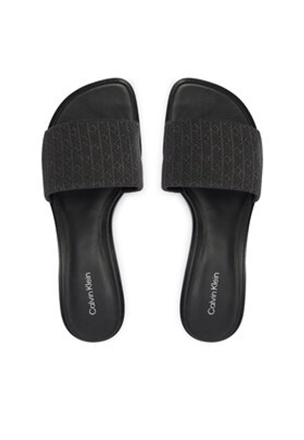 Calvin Klein Klapki Block Heel Sandal Aop HW0HW03016 Czarny. Kolor: czarny. Materiał: materiał