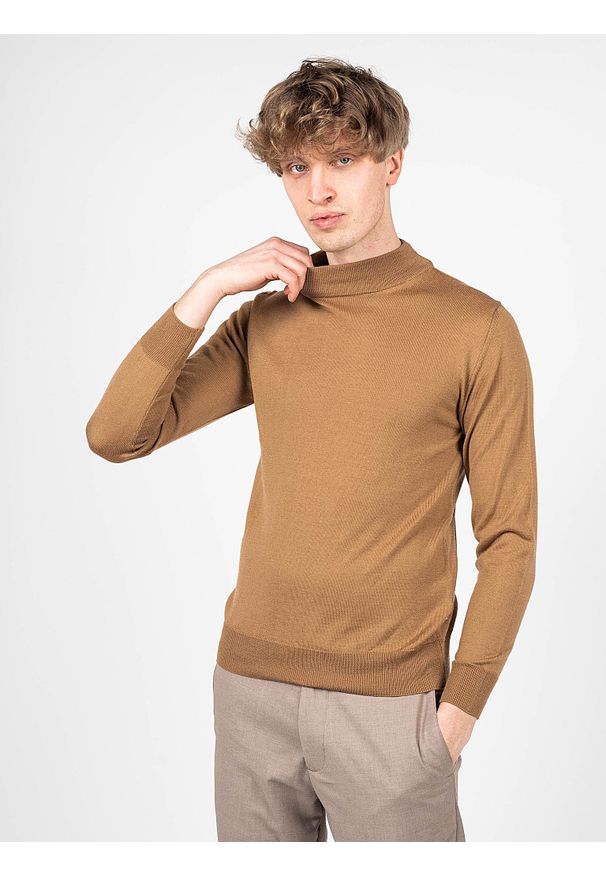 Takeshy Kurosawa Sweter | 83476 | Maglia Lupetto Calato Lana | Mężczyzna | Brązowy. Okazja: na co dzień. Kolor: brązowy. Materiał: akryl, wełna. Styl: casual
