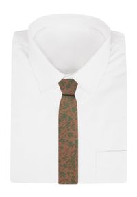 Krawat Męski - Angelo di Monti - Brąz z Zielenią, Kwiaty. Kolor: brązowy, beżowy, wielokolorowy. Materiał: tkanina. Wzór: kwiaty. Styl: elegancki, wizytowy #2