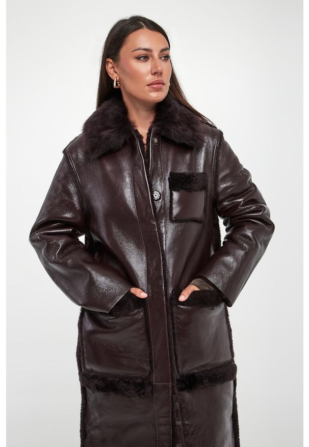 Płaszcz damski skórzany DIEGO M. Materiał: skóra