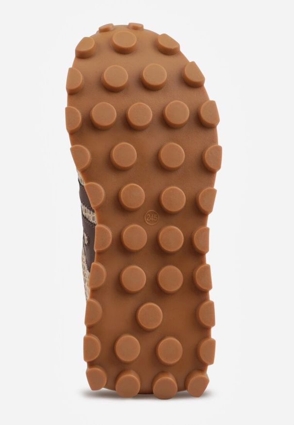 Renee - Beżowe Zamszowe Sneakersy na Platformie z Geometrycznym Wzorem Tarbelle. Okazja: na co dzień. Kolor: beżowy. Materiał: zamsz. Wzór: geometria. Obcas: na platformie