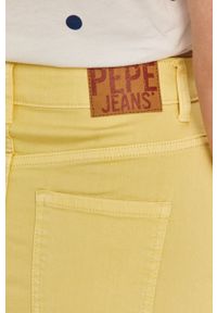 Pepe Jeans Spódnica kolor żółty. Okazja: na co dzień. Kolor: żółty. Styl: casual