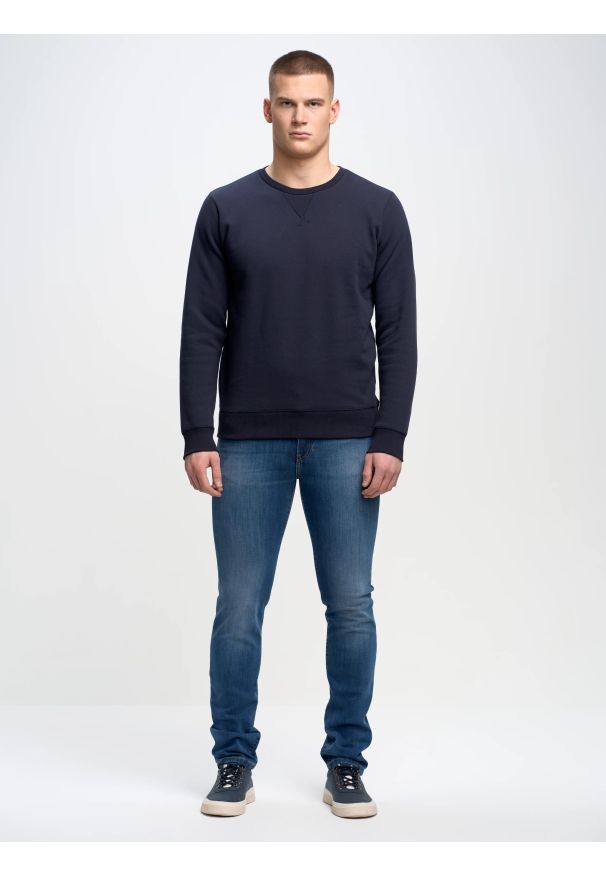 Big-Star - Bluza męska granatowa Marltones 403. Okazja: na co dzień. Kolor: niebieski. Materiał: materiał, bawełna. Styl: sportowy, casual