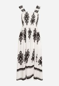 Born2be - Biała Wiskozowa Sukienka o Rozkloszowanym Kroju w Ornamentny Wzór Adoxie. Okazja: na co dzień, na spacer. Kolor: biały. Materiał: wiskoza. Długość rękawa: na ramiączkach. Typ sukienki: rozkloszowane, proste. Styl: klasyczny, casual #2