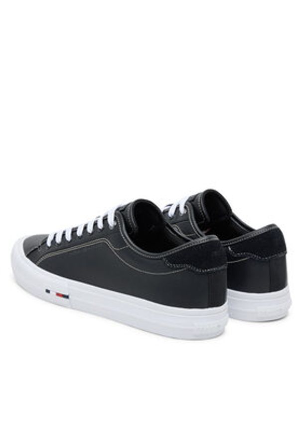 TOMMY HILFIGER - Tommy Hilfiger Tenisówki Th Hi Vulc Street Stitch FM0FM05645 Czarny. Kolor: czarny. Materiał: skóra. Styl: street
