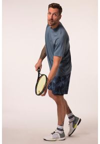JAY-PI - Męski T-shirt FLEXNAMIC® fitness rękaw 1/2 nadruk z tyłu QuickDry. Kolekcja: plus size. Kolor: szary, niebieski, wielokolorowy. Materiał: poliester, materiał. Wzór: nadruk. Sport: fitness