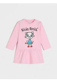 Sinsay - Sukienka Kicia Kocia - różowy. Kolor: różowy. Wzór: nadruk #1