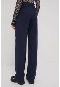 Hugo spodnie 50467017 damskie kolor granatowy szerokie high waist. Stan: podwyższony. Kolor: niebieski. Materiał: tkanina #2