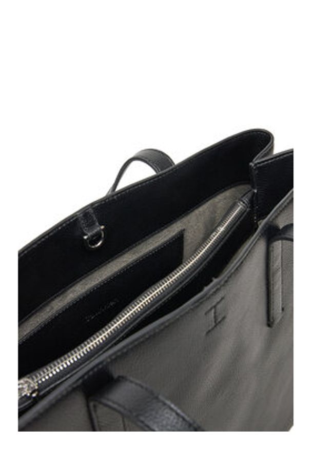 Calvin Klein Torebka Ck Plaque Medium Shopper K60K612782 Czarny. Kolor: czarny. Materiał: skórzane