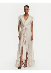 Guess Sukienka koktajlowa W6GK87 W2111 Beżowy jasny Regular Fit. Kolor: beżowy. Materiał: syntetyk. Styl: wizytowy #1