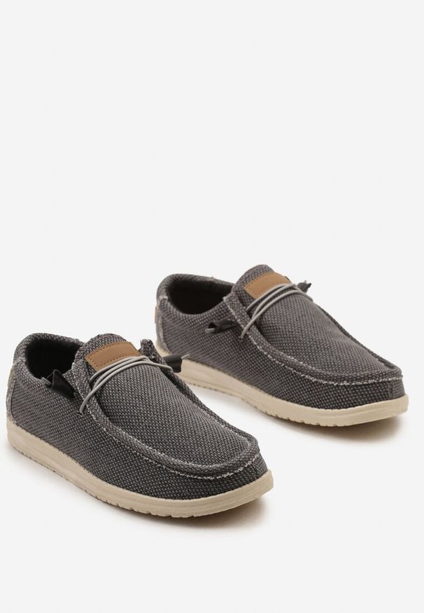 Born2be - Czarne Płaskie Wsuwane Półbuty ze Sznurowaniem Franmarie. Okazja: na co dzień. Zapięcie: bez zapięcia. Kolor: czarny. Materiał: len. Styl: klasyczny, casual