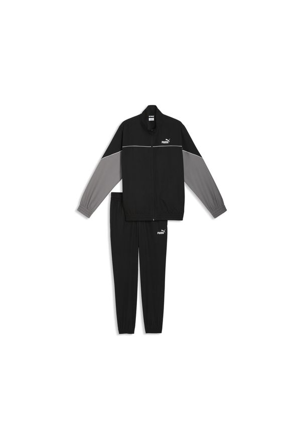 Puma - Męski dres z blokami kolorów z tkaniny PUMA. Kolor: zielony, brązowy, czarny, wielokolorowy. Materiał: dresówka, tkanina. Sport: fitness