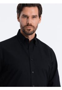 Ombre Clothing - Koszula męska z tkaniny w stylu Oxford REGULAR - czarna V3 OM-SHOS-0114 - XXL. Kolor: czarny. Materiał: tkanina #4