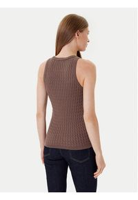 TOMMY HILFIGER - Tommy Hilfiger Top WW0WW45706 Brązowy Slim Fit. Kolor: brązowy. Materiał: bawełna