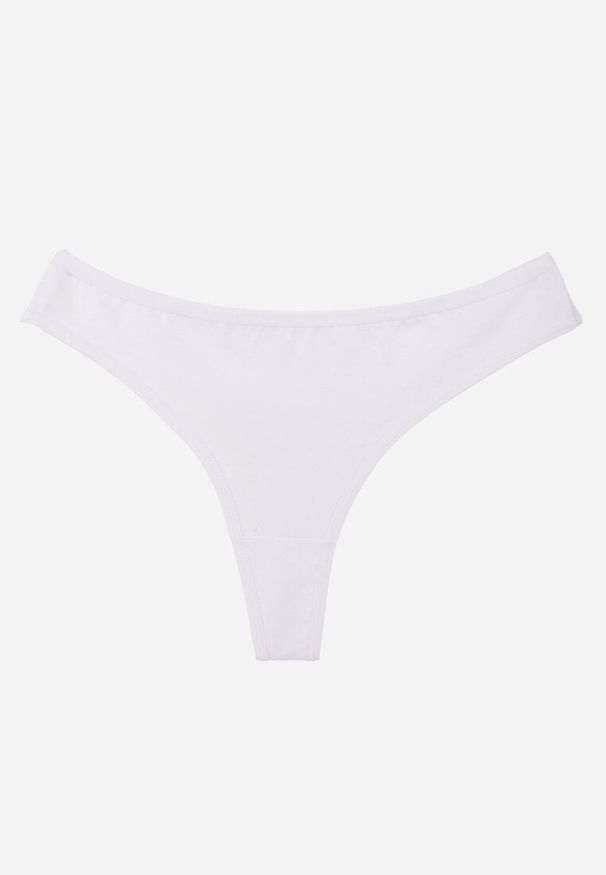 Renee - Białe Gładkie Majtki Stringi z Bawełną Chrysile. Kolor: biały. Materiał: bawełna. Wzór: gładki