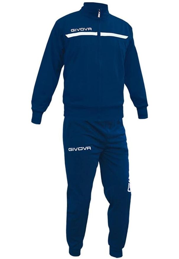 Dres z polaru zapinany na suwak Givova One. Kolor: wielokolorowy, niebieski, biały. Materiał: polar, dresówka. Sport: piłka nożna, fitness