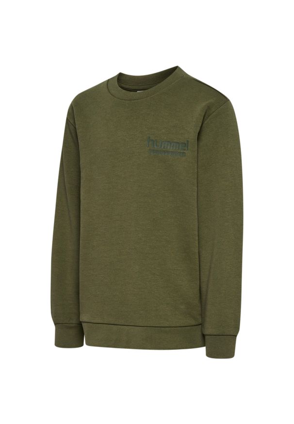 Dziecięcy dres Hummel Base. Okazja: na uczelnię. Kolor: zielony. Materiał: dresówka. Wzór: nadruk