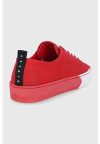 Sisley Buty skórzane kolor czerwony na płaskiej podeszwie. Nosek buta: okrągły. Zapięcie: sznurówki. Kolor: czerwony. Materiał: skóra. Obcas: na płaskiej podeszwie #2