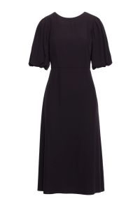 Stylove - Elegancka sukienka koktajlowa z bufiastymi rękawami czarna. Kolor: czarny. Styl: elegancki, wizytowy #3