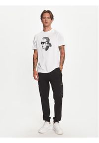 Karl Lagerfeld - KARL LAGERFELD T-Shirt 755060 544242 Biały Regular Fit. Typ kołnierza: dekolt w karo. Kolor: biały. Materiał: bawełna #4