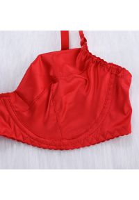 Intica - Bodycon komplet bielizny z koronkowym wykończeniem na wyjątkowe okazje Dodi. Kolor: czerwony. Materiał: koronka. Wzór: paski #5