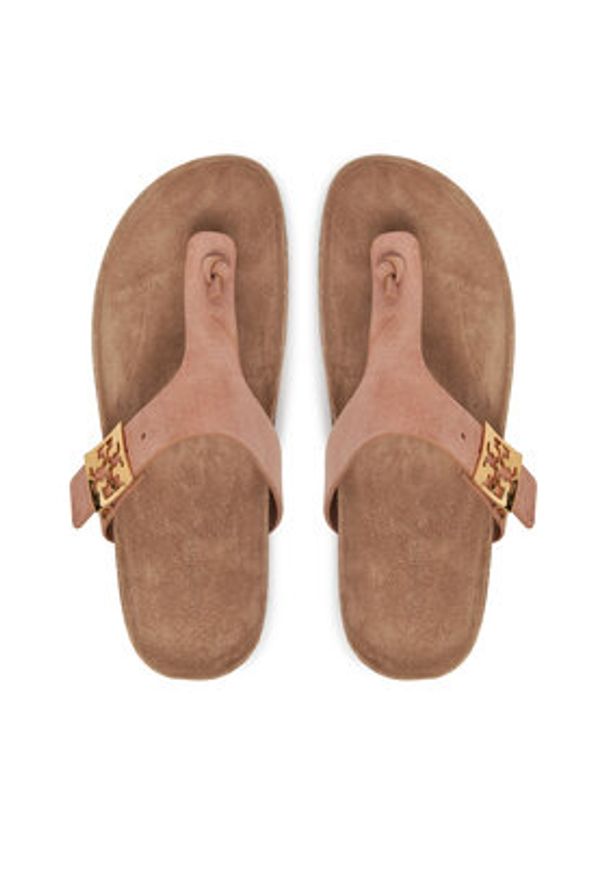 Tory Burch Japonki 150910 Beżowy. Kolor: beżowy. Materiał: zamsz, skóra