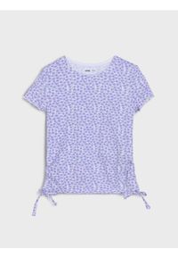 Sinsay - Koszulka z prążkowanej dzianiny we wzór kwiatowy z marszczeniami po bokach - wielobarwny. Materiał: dzianina, prążkowany. Wzór: kwiaty #1