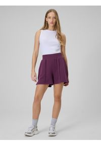 4f - 4F Spodenki dresowe damskie - burgundowe XS. Stan: podwyższony. Kolor: czerwony. Materiał: dresówka. Sezon: lato #1