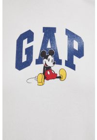 GAP Bluza x Disney kolor biały z kapturem z nadrukiem. Okazja: na co dzień. Typ kołnierza: kaptur. Kolor: biały. Materiał: dzianina. Wzór: nadruk, motyw z bajki. Styl: casual