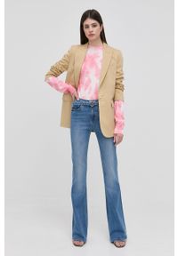 Pinko Sweter damski kolor biały lekki. Okazja: na co dzień. Kolor: różowy. Materiał: włókno, dzianina. Długość rękawa: długi rękaw. Długość: długie. Styl: casual #4