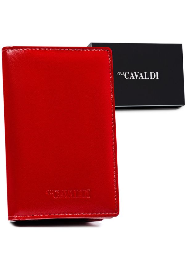 4U CAVALDI - Portfel skórzany Cavaldi [DH] 249-GCL RED czerwony. Kolor: czerwony. Materiał: skóra
