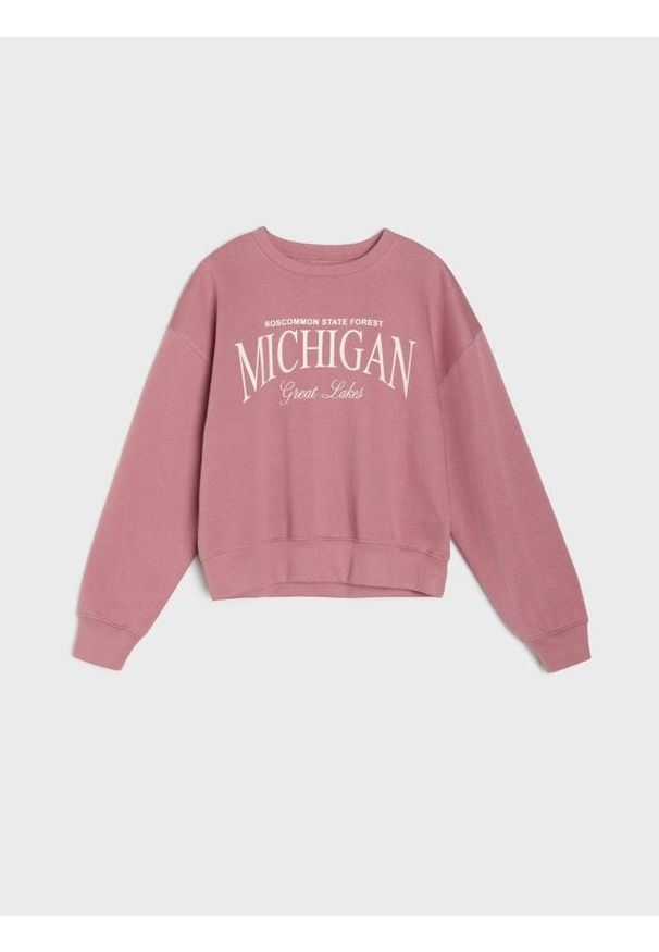 Sinsay - Bluza crewneck - różowy. Kolor: różowy