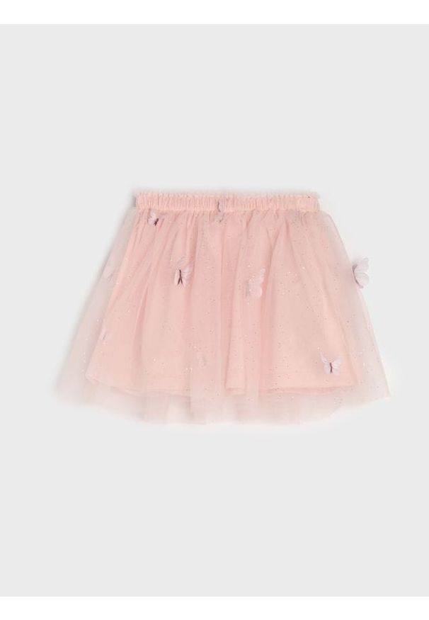 Sinsay - Spódnica bombka z aplikacjami 3D - różowy. Kolor: różowy. Wzór: aplikacja